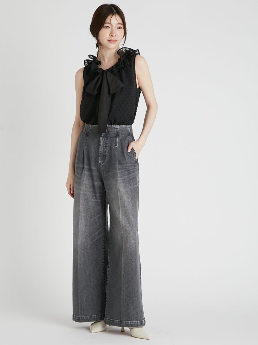 ハイウエストデニムワイドパンツ(ロングパンツ)｜PANTS（パンツ