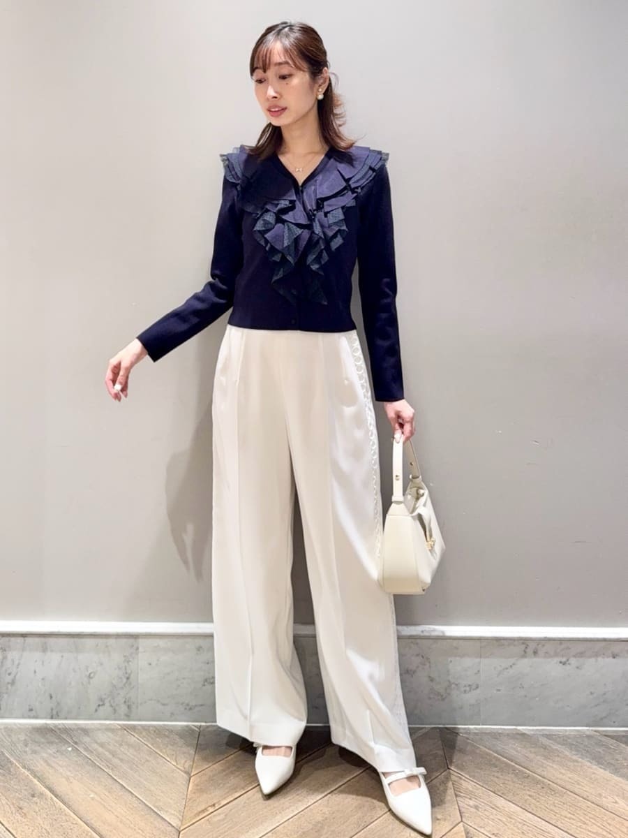 洗える】レースラインワイドストレートパンツ(ロングパンツ)｜PANTS