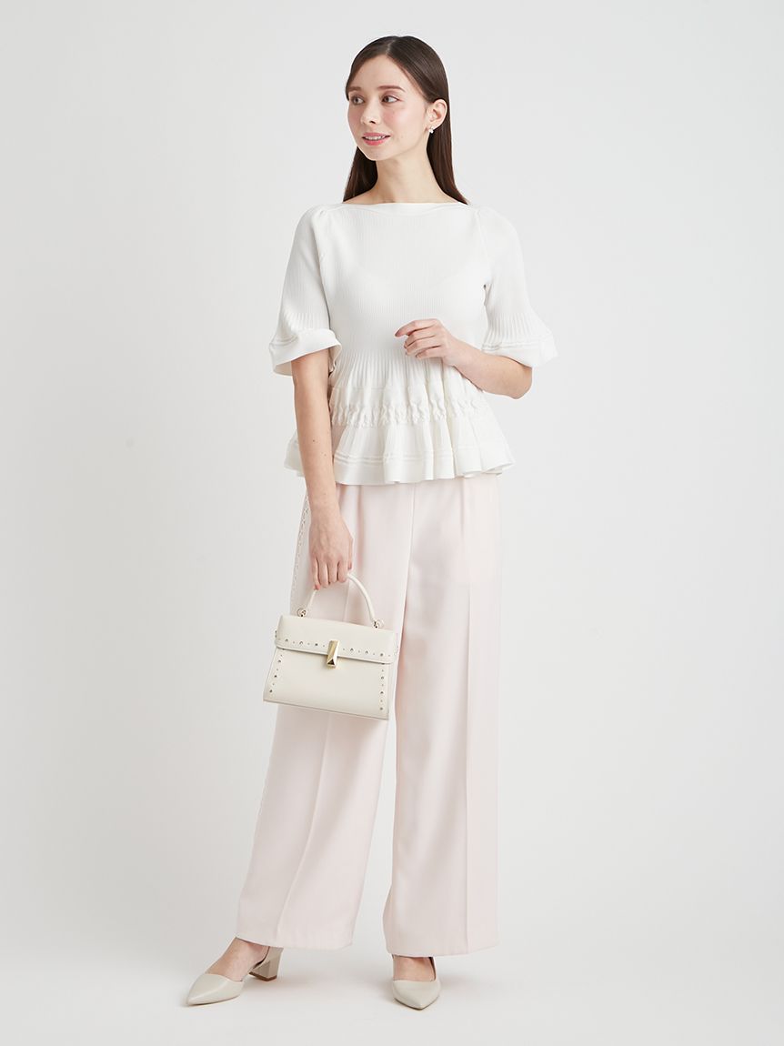 洗える】レースラインワイドストレートパンツ(ロングパンツ)｜PANTS