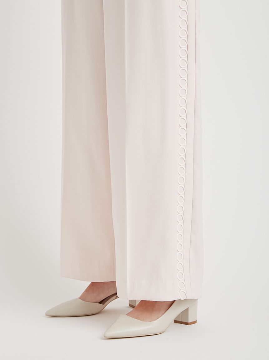 洗える】レースラインワイドストレートパンツ(ロングパンツ)|PANTS 洗える】レースラインワイドストレートパンツ(ロングパンツ)|PANTS