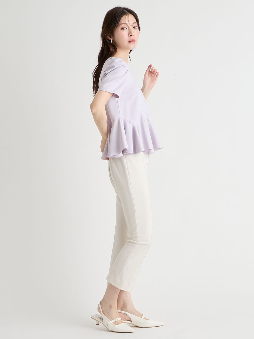 洗える】ストレッチフレアカプリパンツ(ロングパンツ)｜PANTS（パンツ