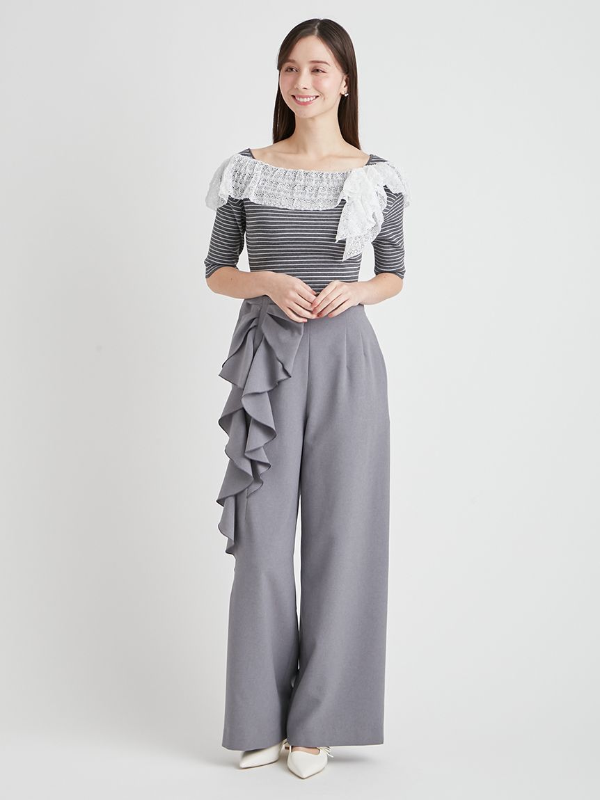 洗える】リボンワイドパンツ(ロングパンツ)｜PANTS（パンツ）｜CELFORD