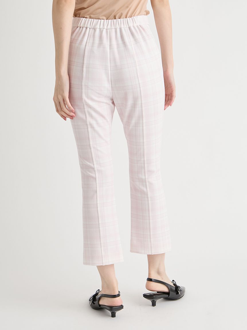 チェック柄ストレッチフレアカプリパンツ(ロングパンツ)｜PANTS