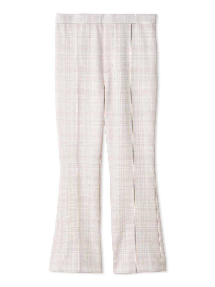 チェック柄ストレッチフレアカプリパンツ(ロングパンツ)｜PANTS
