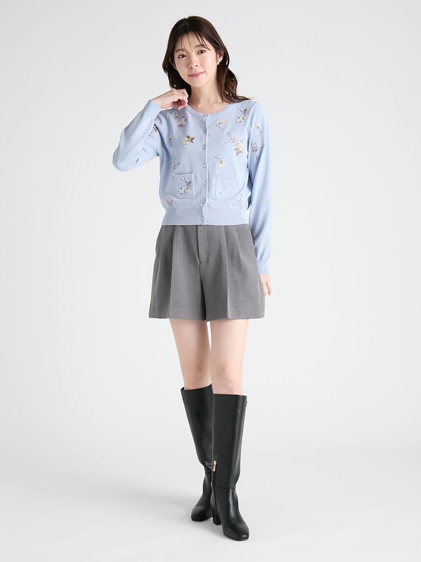 セットアップ対応】ベルト付きタックショートパンツ(ショートパンツ