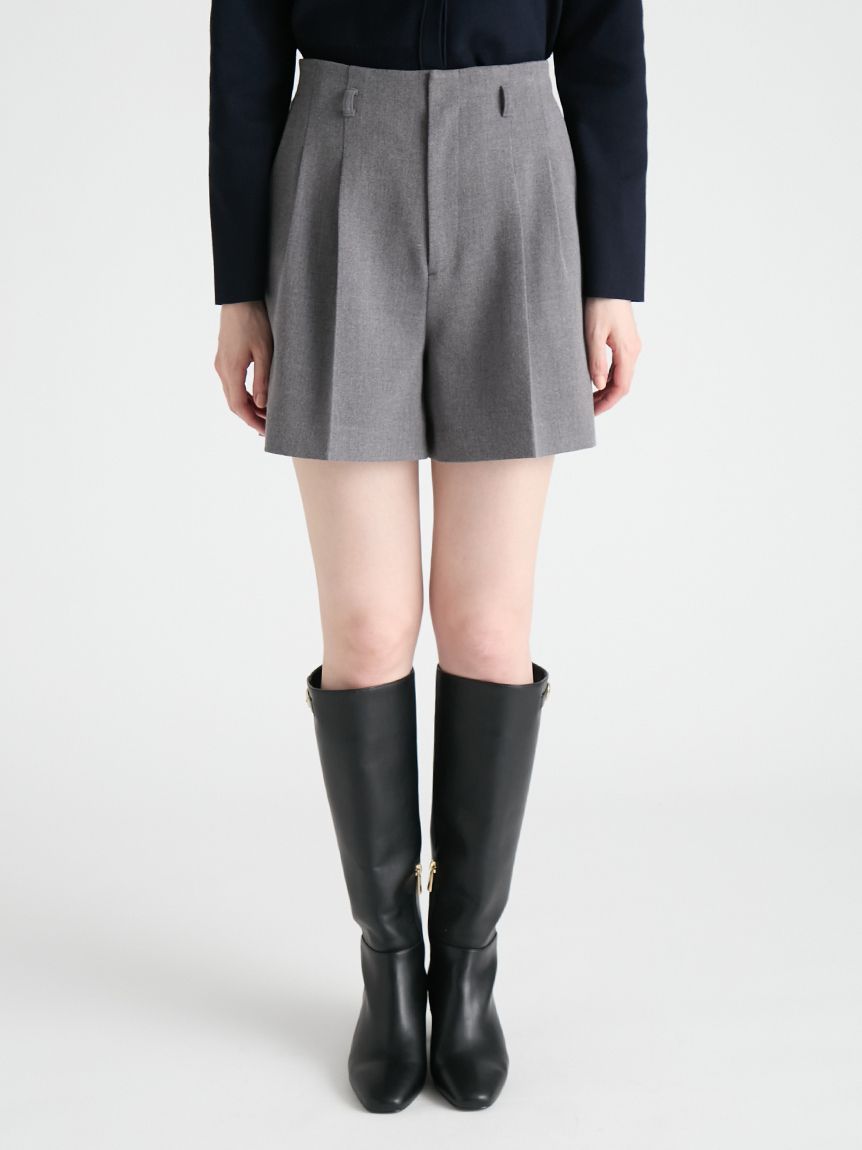 セットアップ対応】ベルト付きタックショートパンツ(ショートパンツ