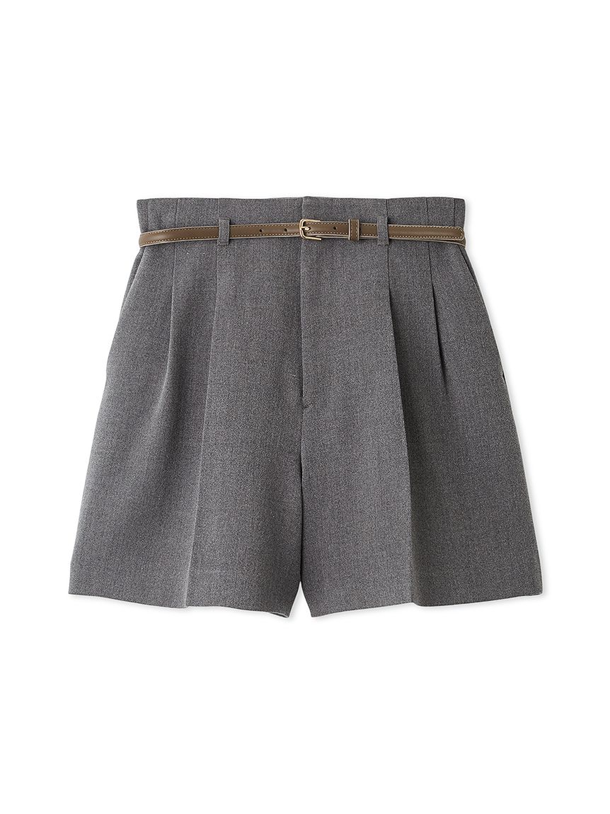 セットアップ対応】ベルト付きタックショートパンツ(ショートパンツ