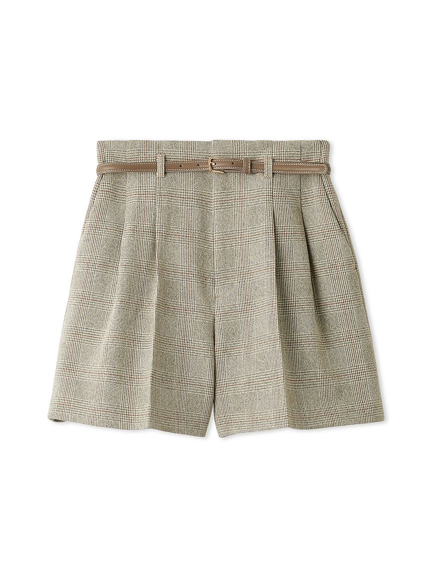 セットアップ対応】ベルト付きタックショートパンツ(ショートパンツ