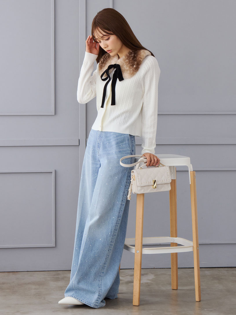 ビジューデニムワイドパンツ(ロングパンツ)｜PANTS（パンツ）｜CELFORD