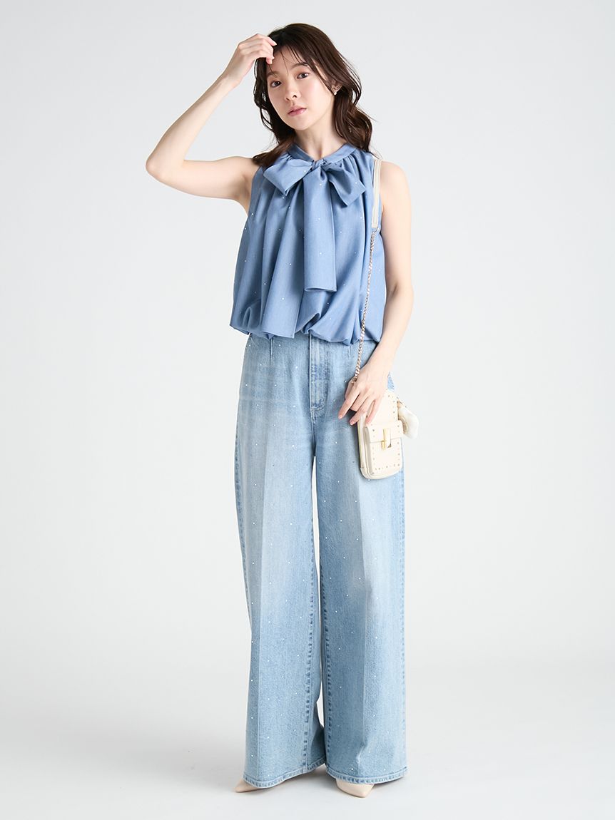 ビジューデニムワイドパンツ(ロングパンツ)｜PANTS（パンツ）｜CELFORD
