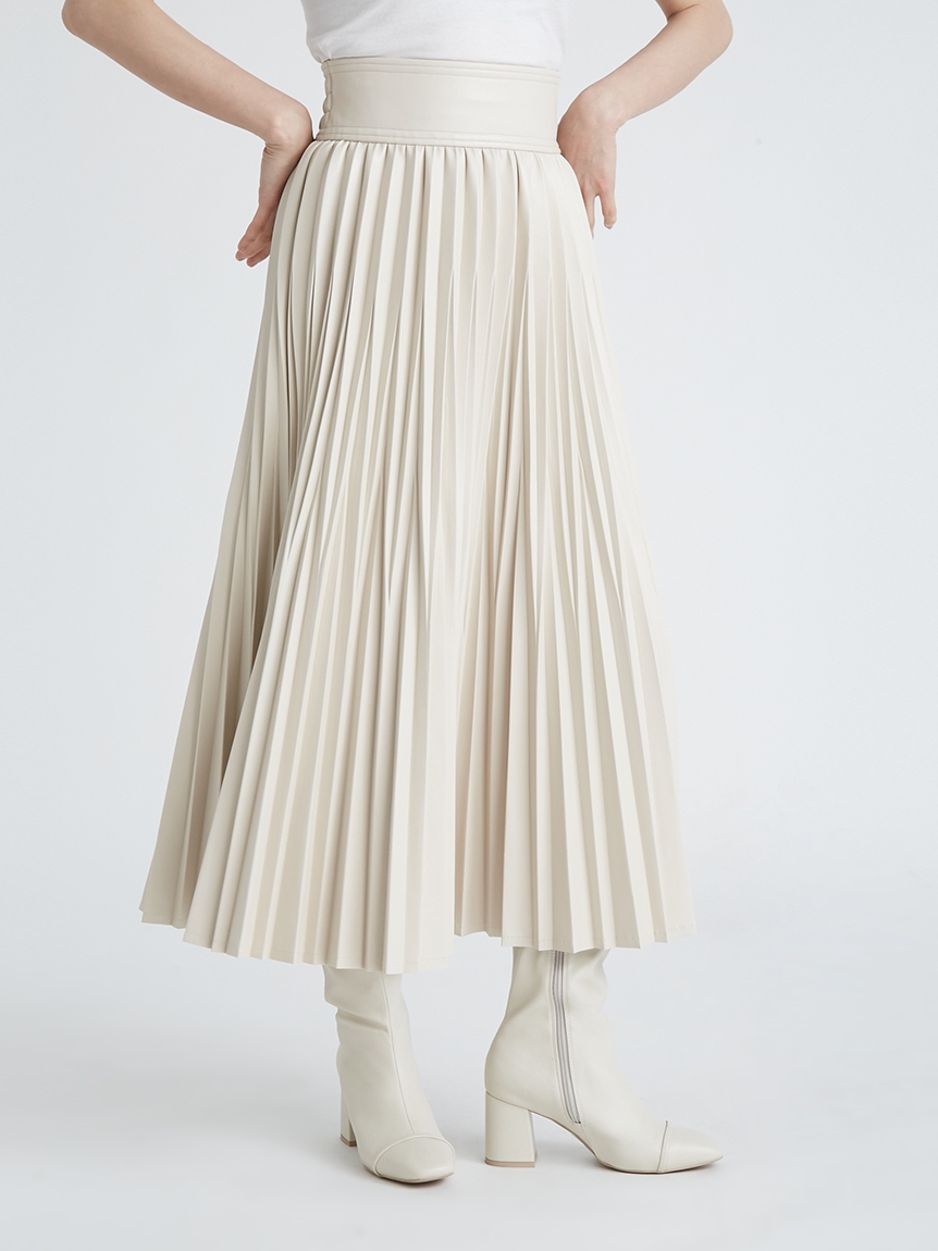 フェイクレザープリーツスカート(マキシスカート)|SKIRT(スカート ...