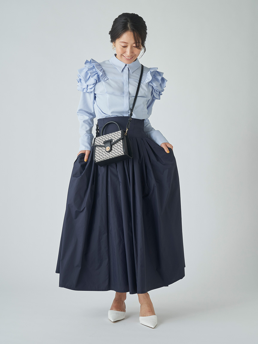 【HANAE　MORI×CELFORDコラボ】　フレアタフタスカート　36サイズ