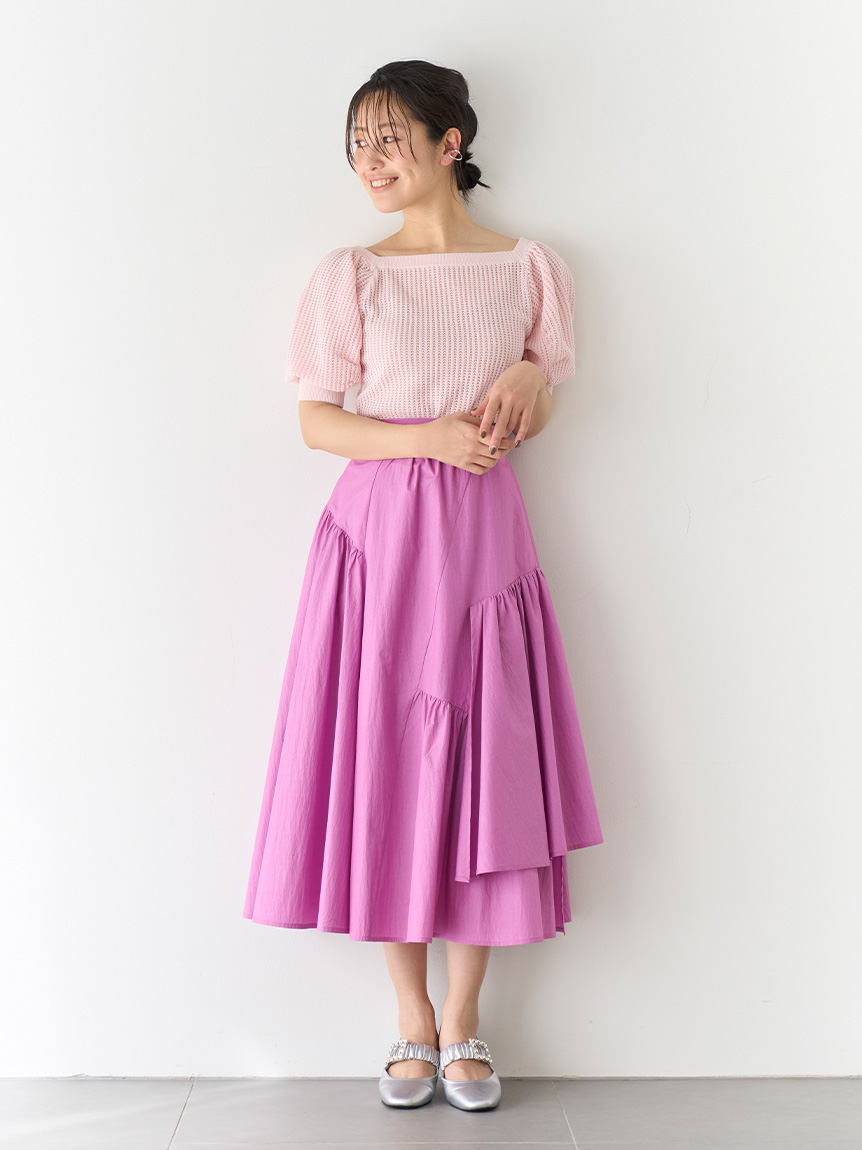 アシンメトリーギャザースカート(ロングスカート)｜SKIRT（スカート