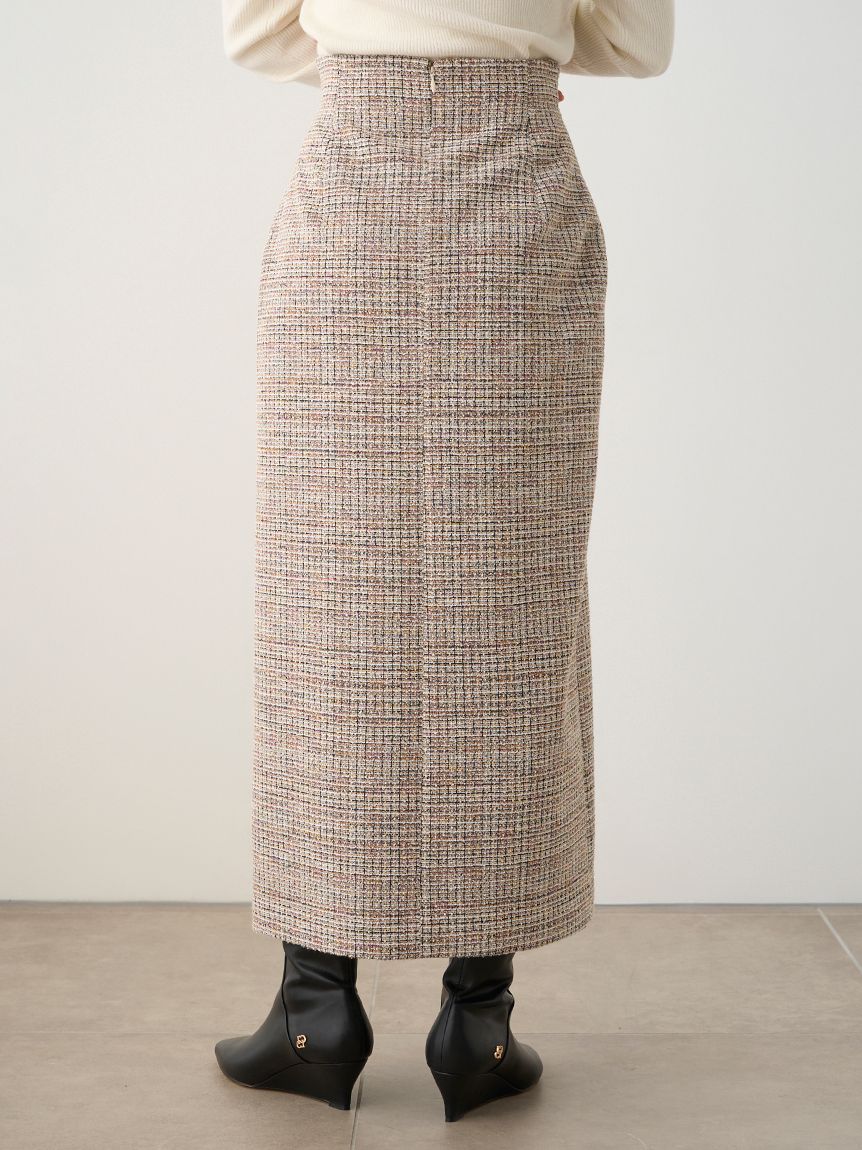 現行品 CELFORD セルフォード ツイードタックタイトスカート MIX - レディース
