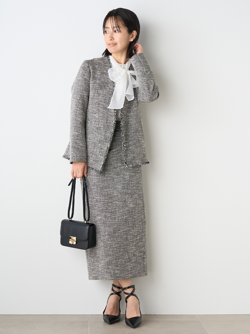 日本正規現行品 CELFORD セルフォード ツイードタックタイトスカート MIX スカート