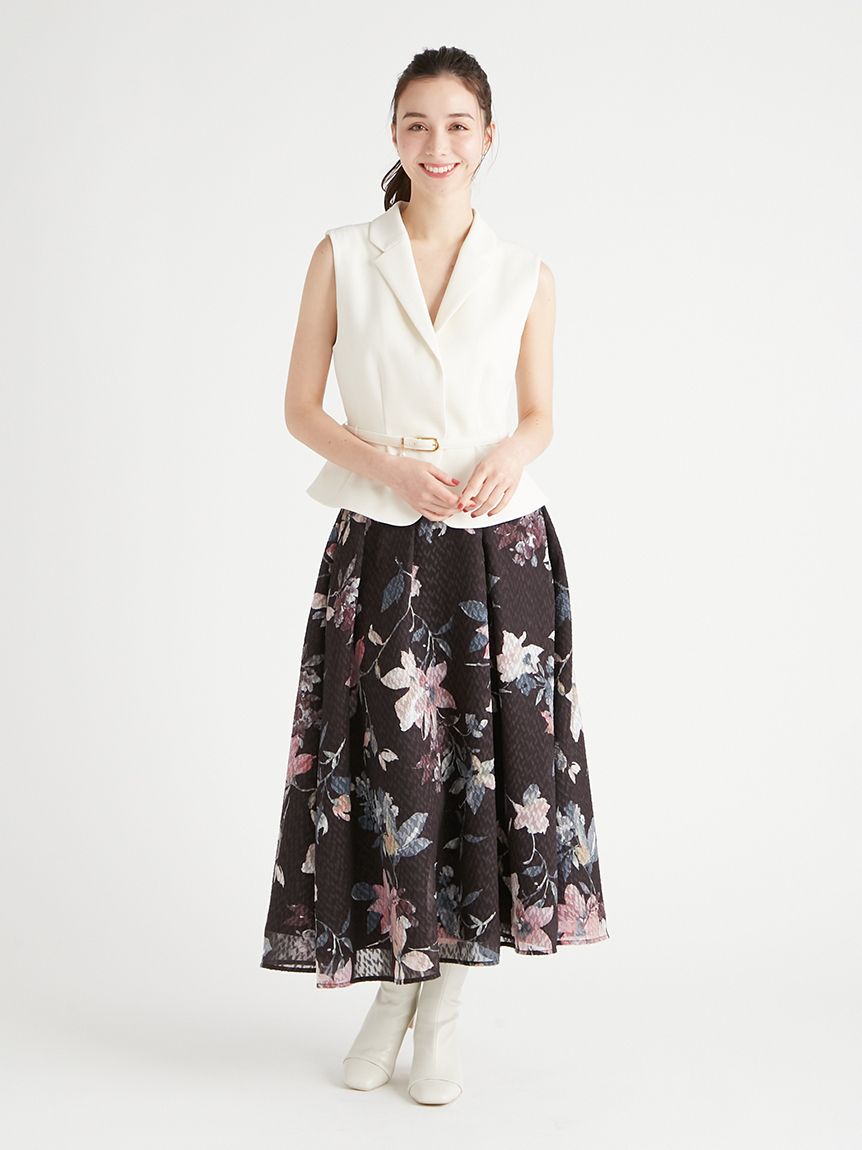 カットジャガードプリントタックスカート(SKIRT（スカート
