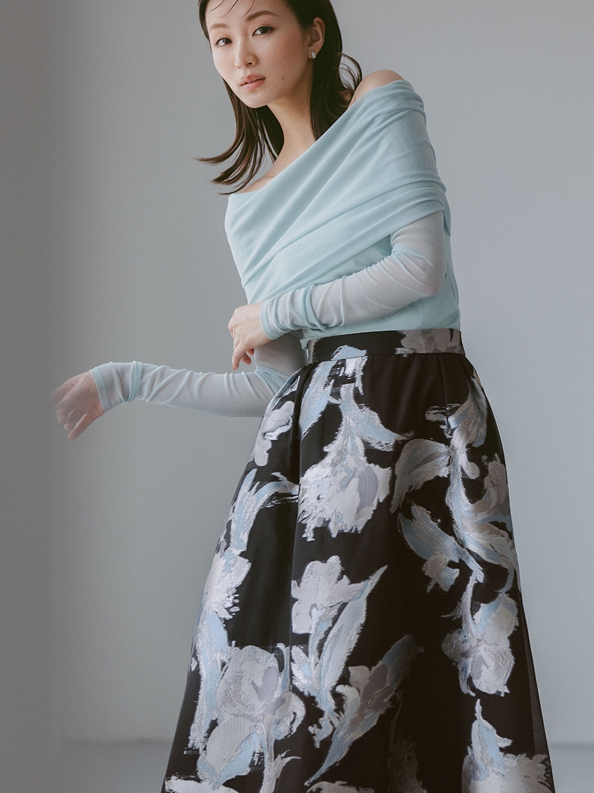 CELFORD ペイントフラワージャガードスカート