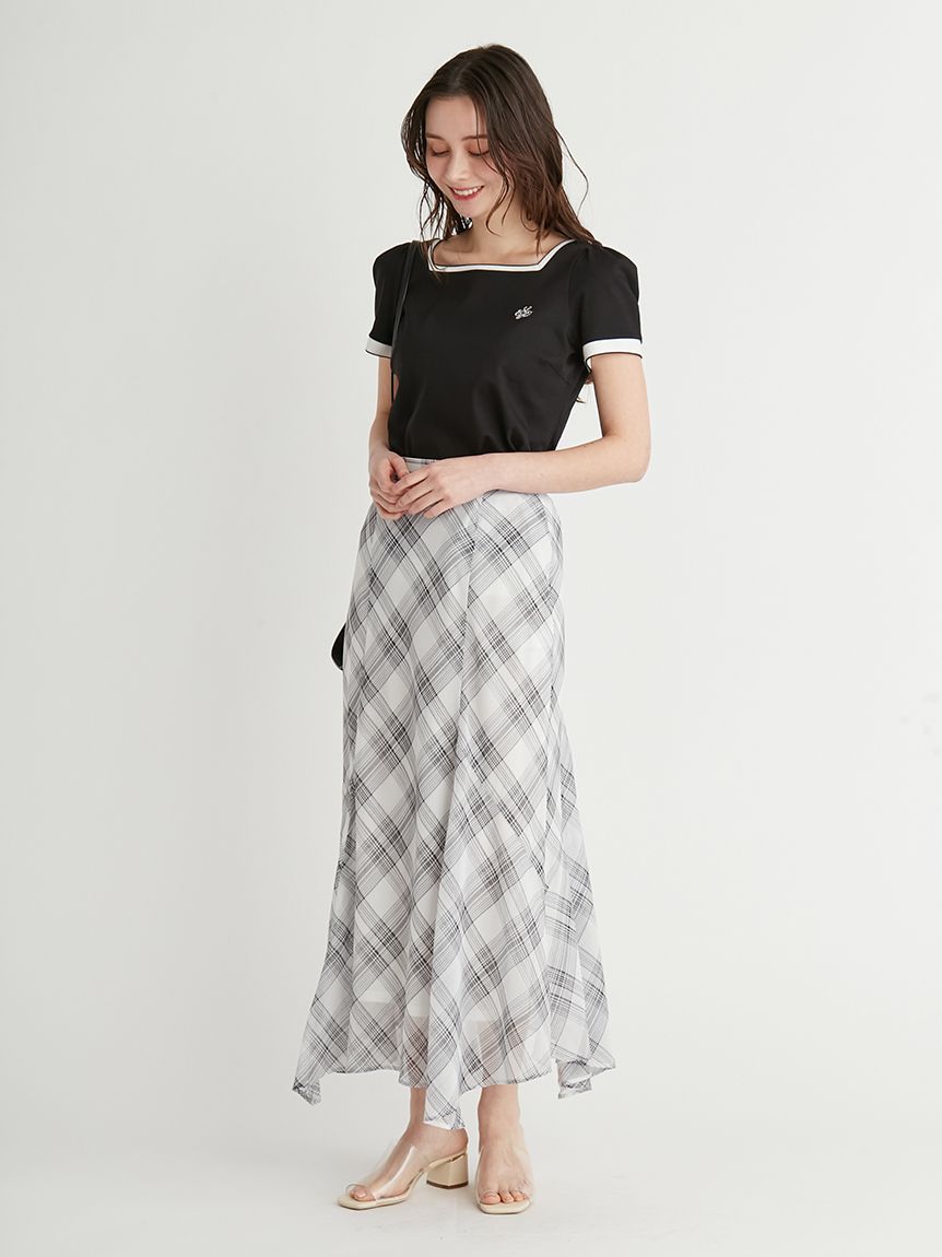 Mystrada シアーチェックスカート×カットソー　2点セット trim_ofcrs_item46ab42bcdc2e11e