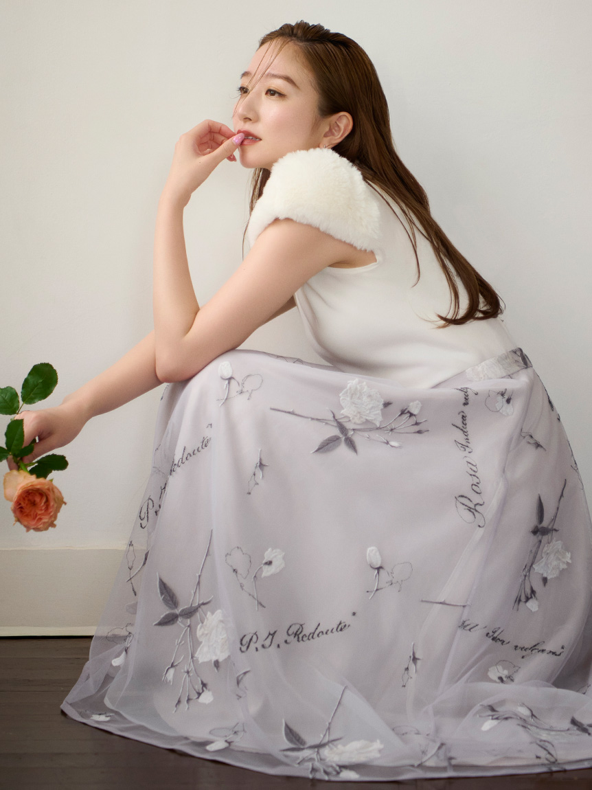CELFORD×P.J. REDOUTEコラボ】 Rosa刺繍チュールスカート(SKIRT