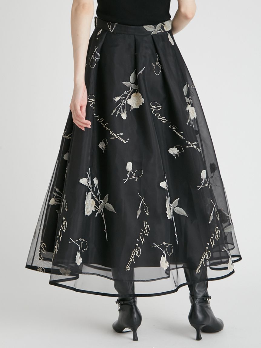 CELFORD×P.J.REDOUTÉコラボ】 Rosa刺繍チュールスカート(SKIRT