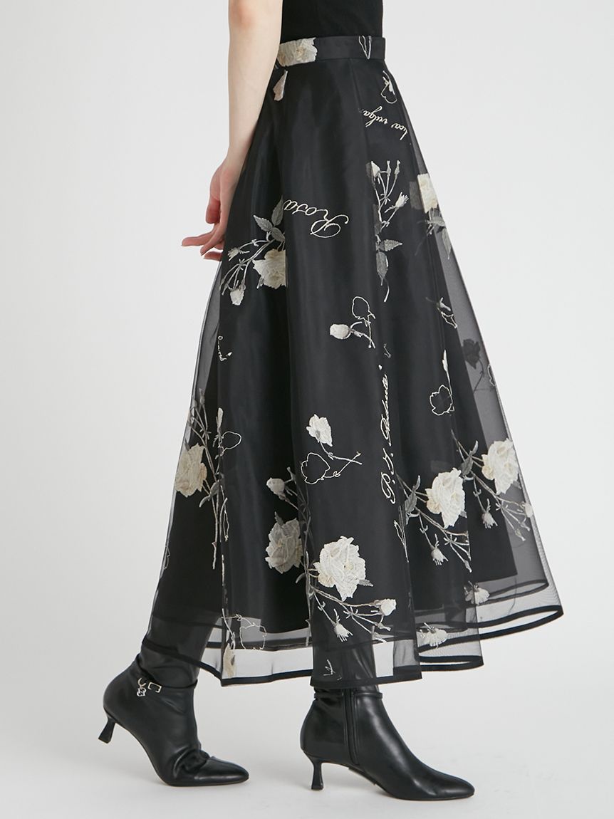 CELFORD×P.J. REDOUTEコラボ】 Rosa刺繍チュールスカート(SKIRT