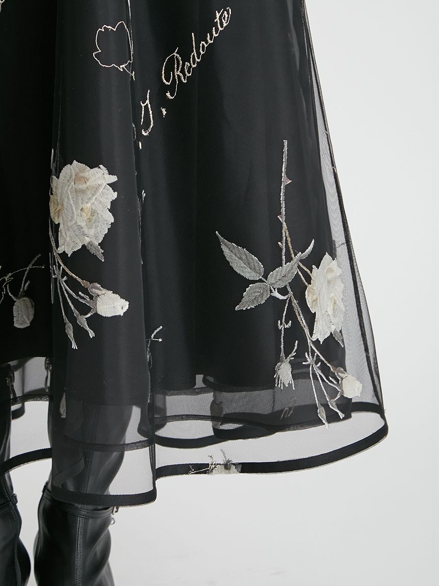 CELFORD×P.J. REDOUTEコラボ】 Rosa刺繍チュールスカート(SKIRT
