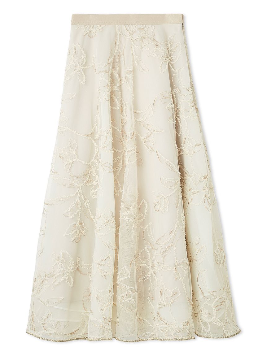 CELFORD ブラッシュドエンブロイダリースカート　LBEG ベージュ ブラッシュドエンブロイダリースカート(SKIRT（スカート