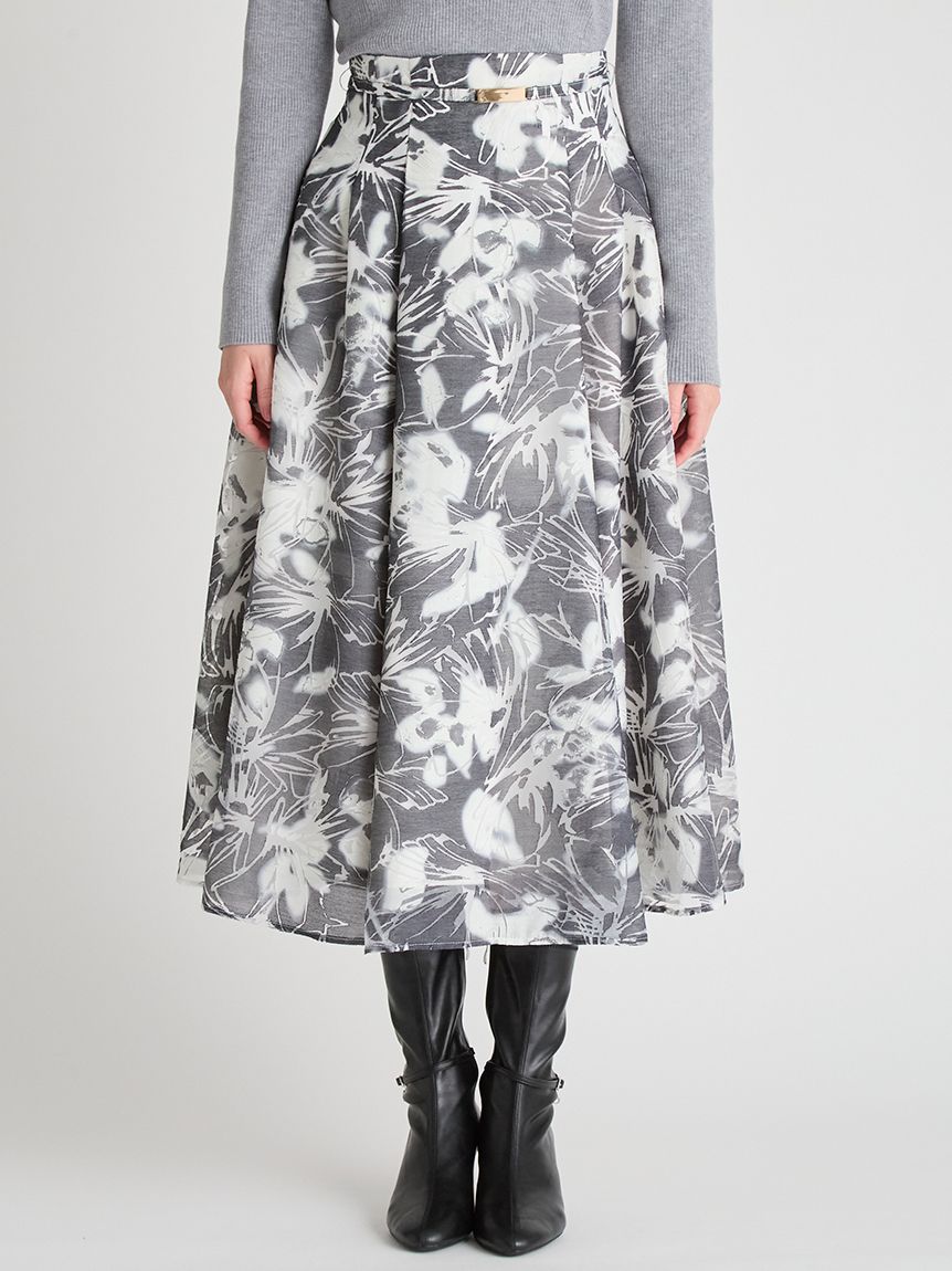 ベルト付きフラワープリントスカート(SKIRT（スカート）)｜CELFORD