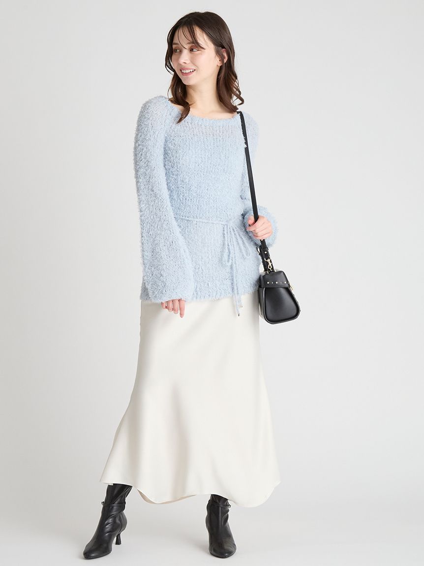 ベルト付きサテンナロースカート(SKIRT（スカート）)｜CELFORD（セル