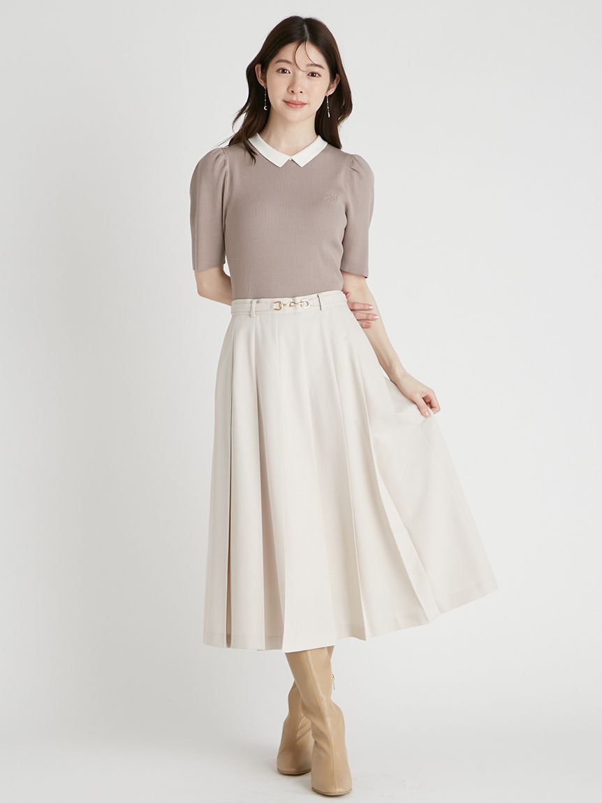 最終値下げ【未使用】デサント　ホワイト ライトグリーン プリーツスカート ベルト付きプリーツスカート(SKIRT（スカート）)｜CELFORD（セル