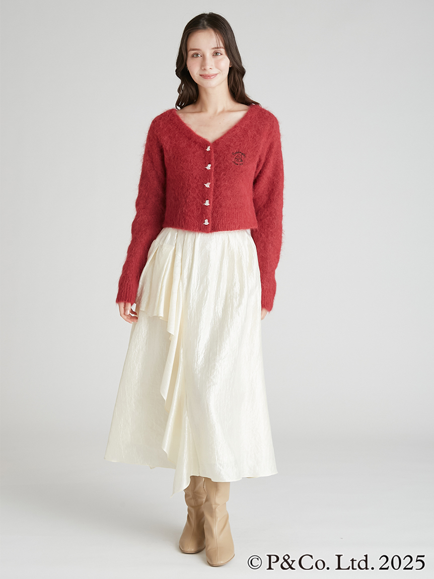 ジーフォアG/FORE レディース 赤いカーディガンと白いスカートセット