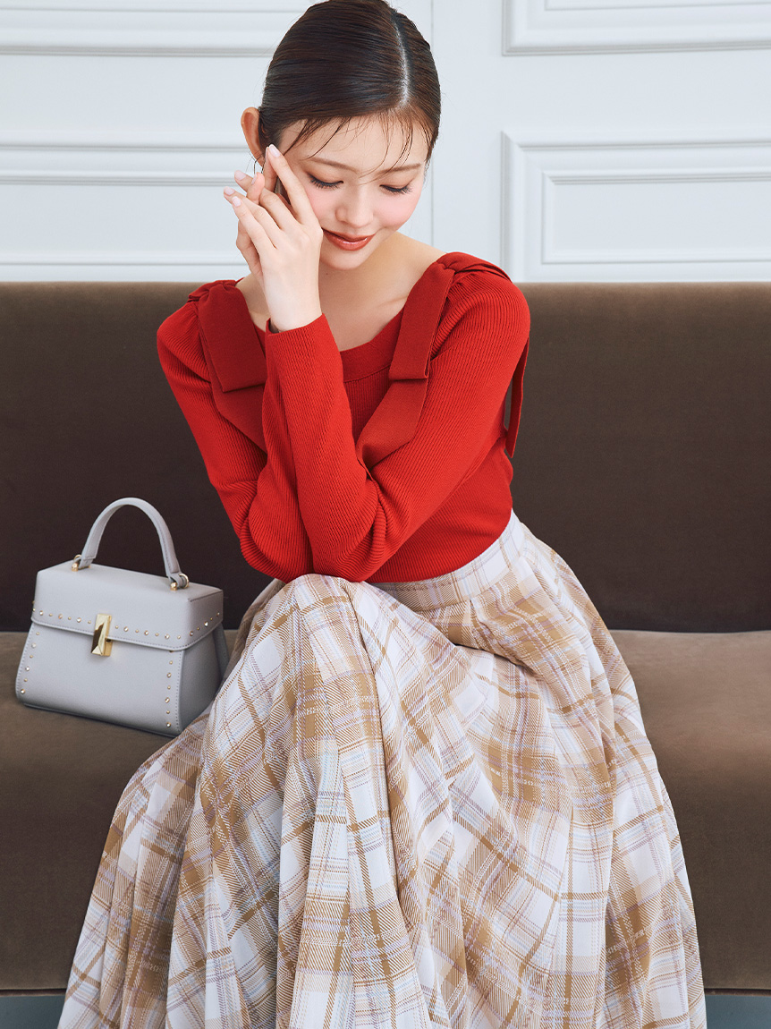 EMです！極美品 CELFORD セルフォード シアーチェック シアーチェックナロースカート（マキシ丈/ロングスカート