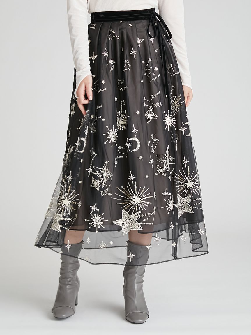 スカート Celestial YUMI KATSURA for CELFORD】コラボスターリーチュールスカート(ロング