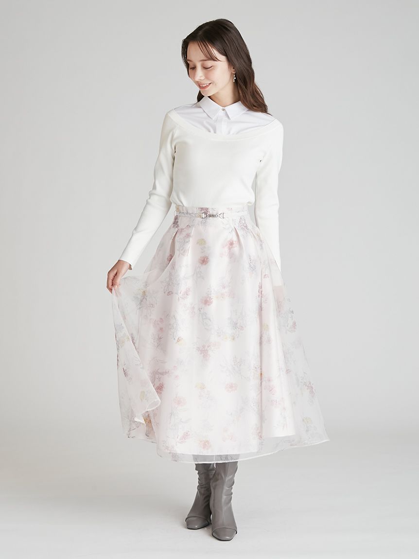 レイヤードフラワープリントスカート(SKIRT（スカート