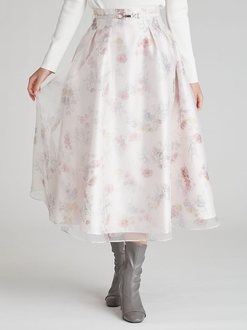 レイヤードフラワープリントスカート(SKIRT（スカート