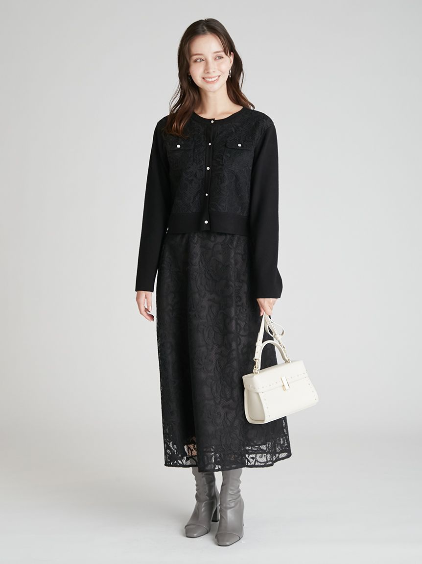 セットアップ対応】チュール刺繍フレアスカート(SKIRT（スカート