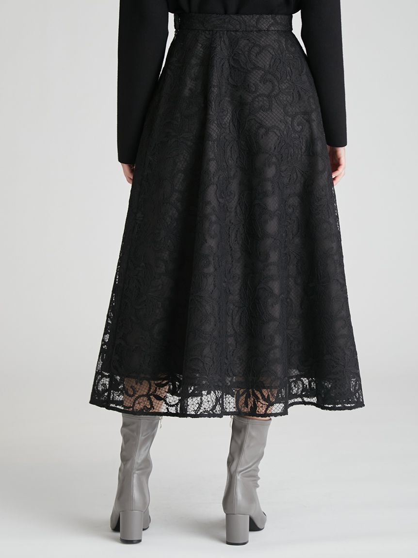 セットアップ対応】チュール刺繍フレアスカート(SKIRT（スカート