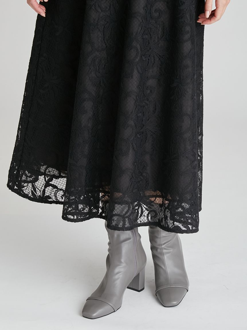 セットアップ対応】チュール刺繍フレアスカート(SKIRT（スカート