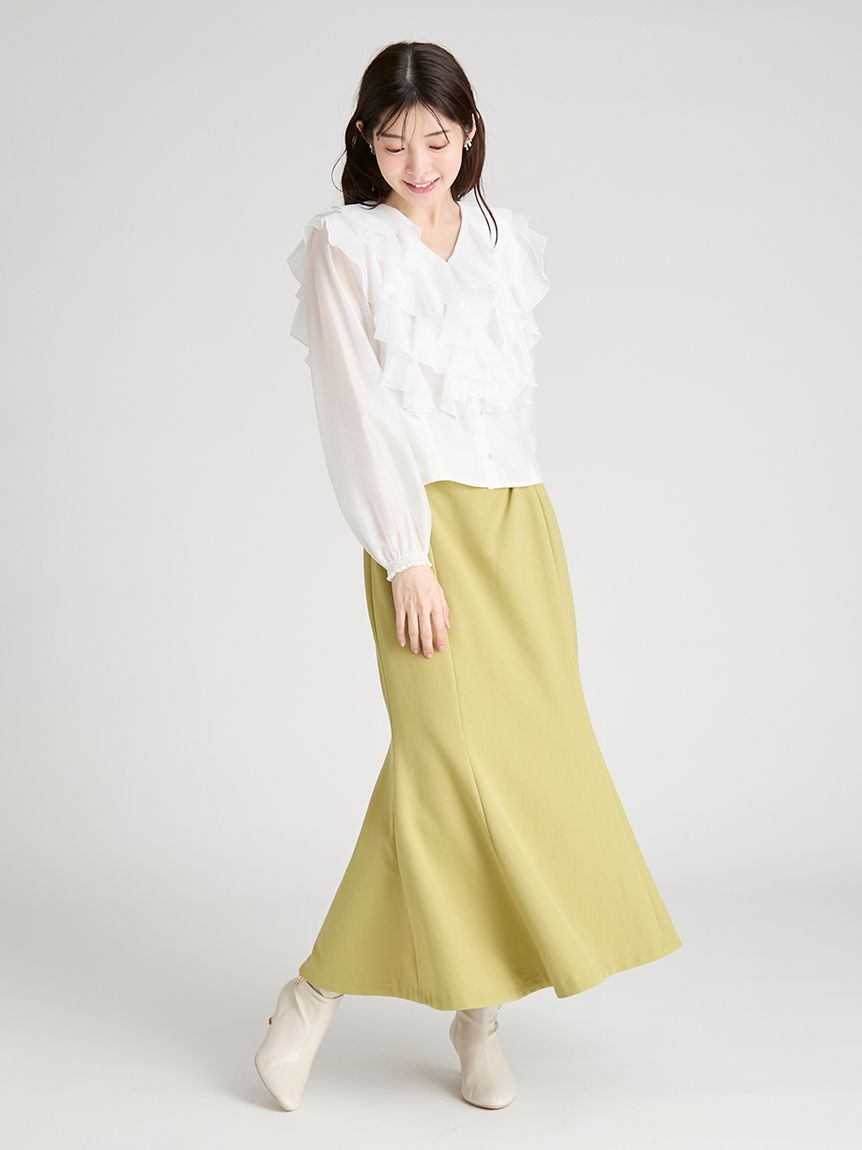 セルフォード　ハイウエストドレープマーメイドスカート　ライム タックマーメイドスカート(SKIRT（スカート）)｜CELFORD（セルフォード