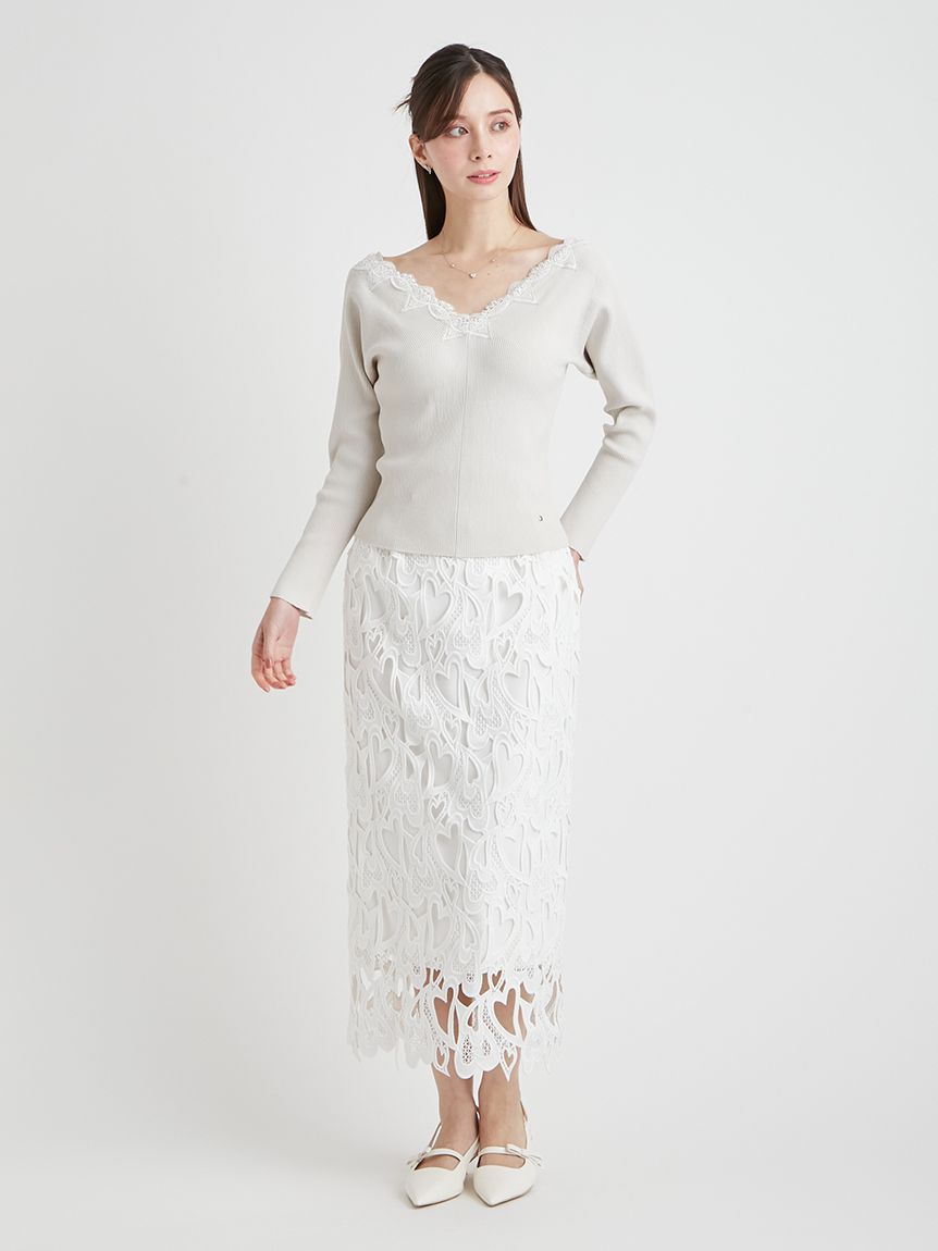 WEB限定サイズ】ハートレースタイトスカート(SKIRT（スカート