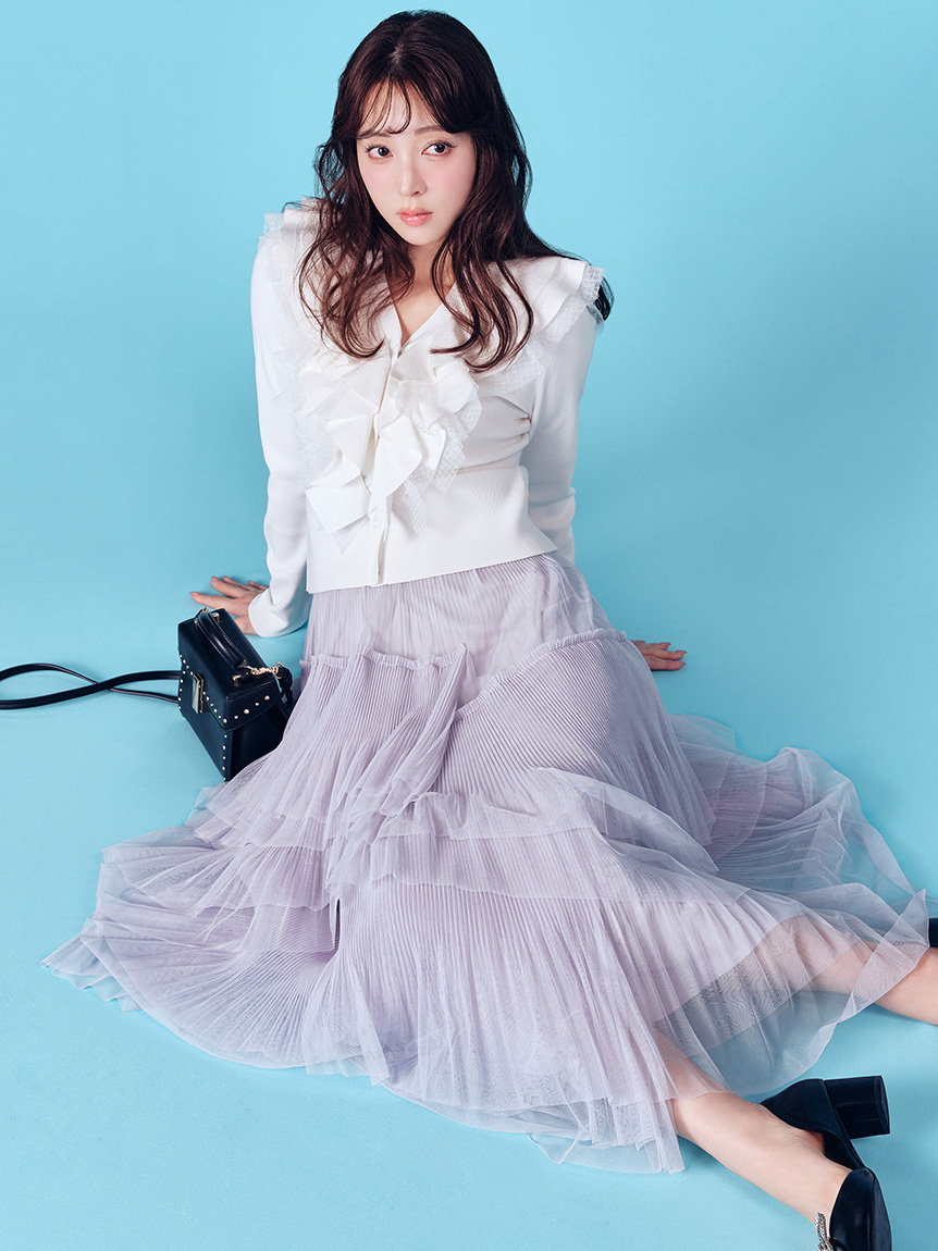 洗える】ランダムチュールプリーツスカート(SKIRT（スカート