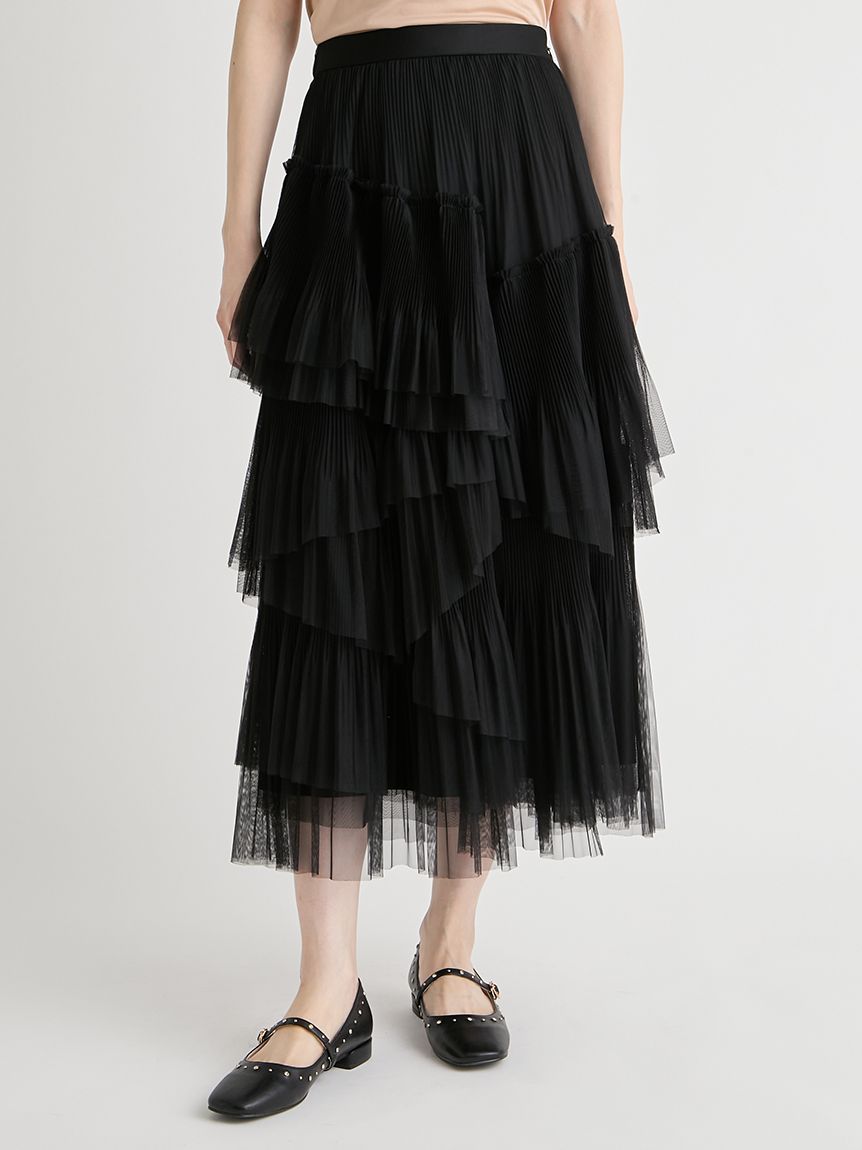 洗える】ランダムチュールプリーツスカート(SKIRT（スカート