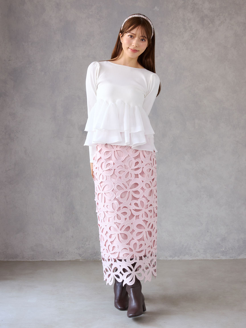 WEB限定34サイズ展開】リボンレーススカート(SKIRT（スカート