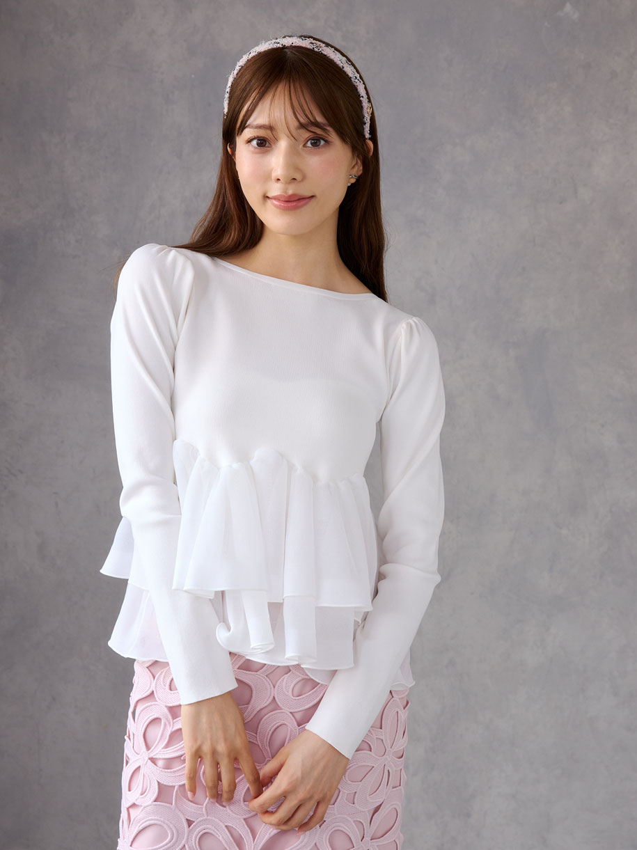 WEB限定34サイズ展開】リボンレーススカート(ロングスカート)｜SKIRT