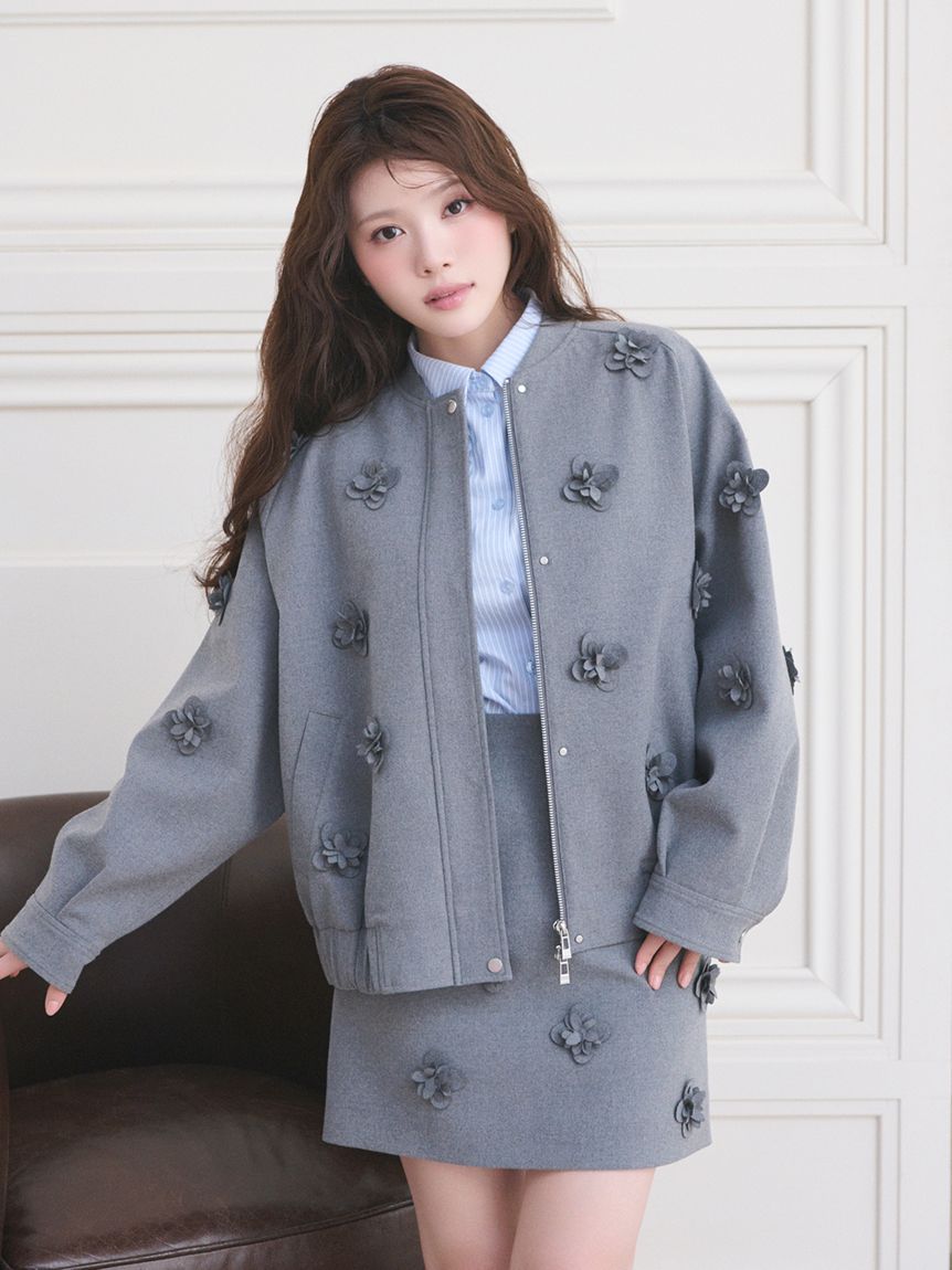 セットアップ対応】3Dフローラルモチーフスカート(SKIRT（スカート