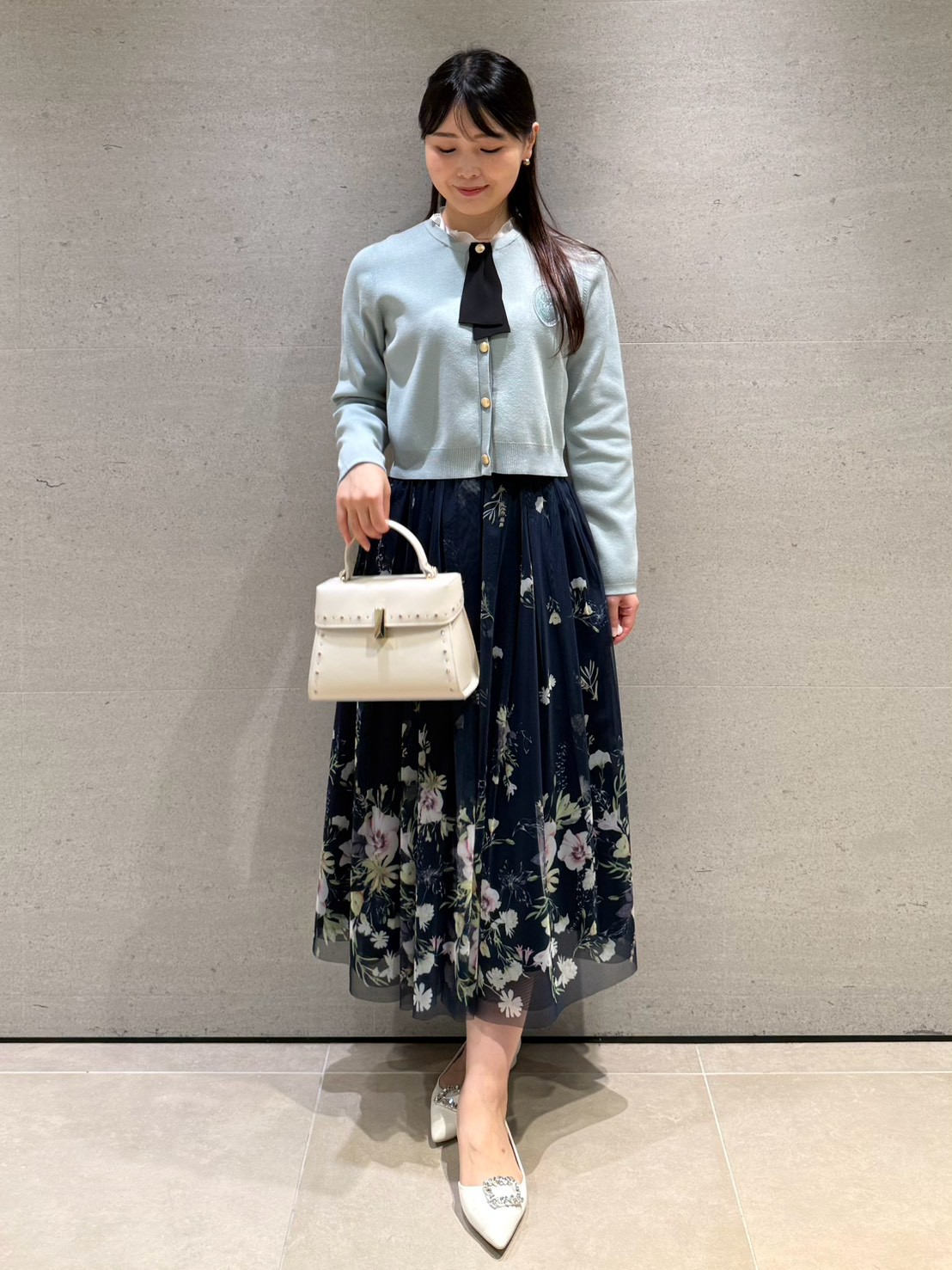 パネルフラワープリントチュールスカート(ロングスカート)｜SKIRT