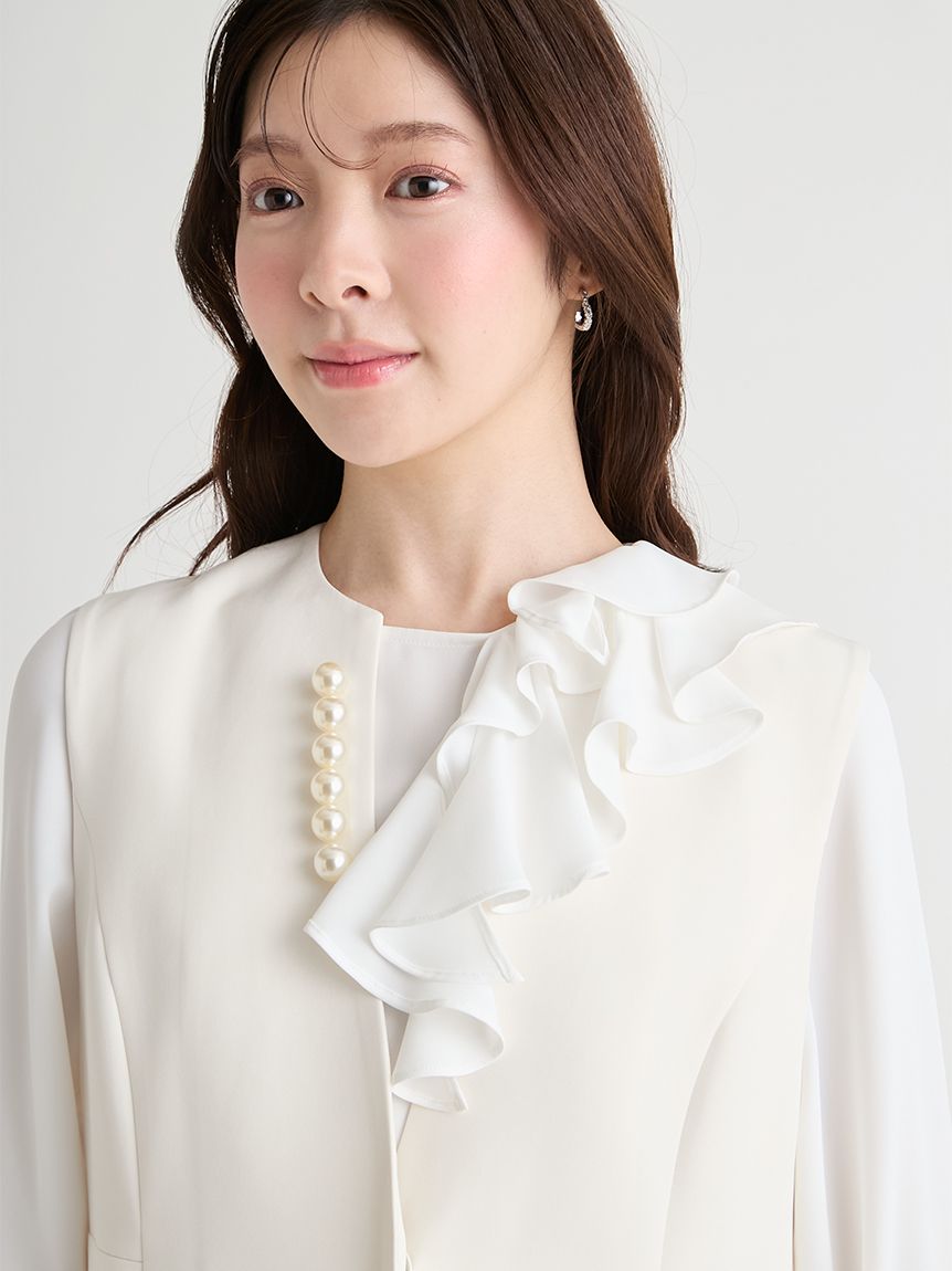 洗える】ペプラムパールジレ(ジレ)｜OUTER（アウター）｜CELFORD（セル