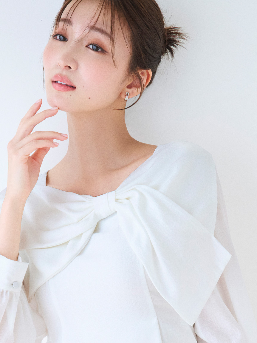 ビジューリボンプチフープイヤリング(ピアス・イヤリング
