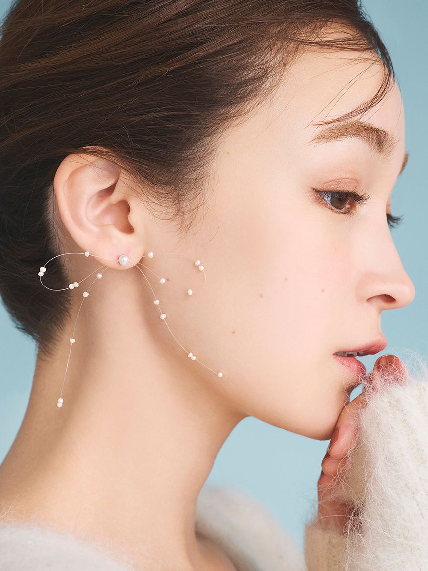 HANAE MORI×CELFORDコラボ】 淡水パールリボンピアス(ピアス