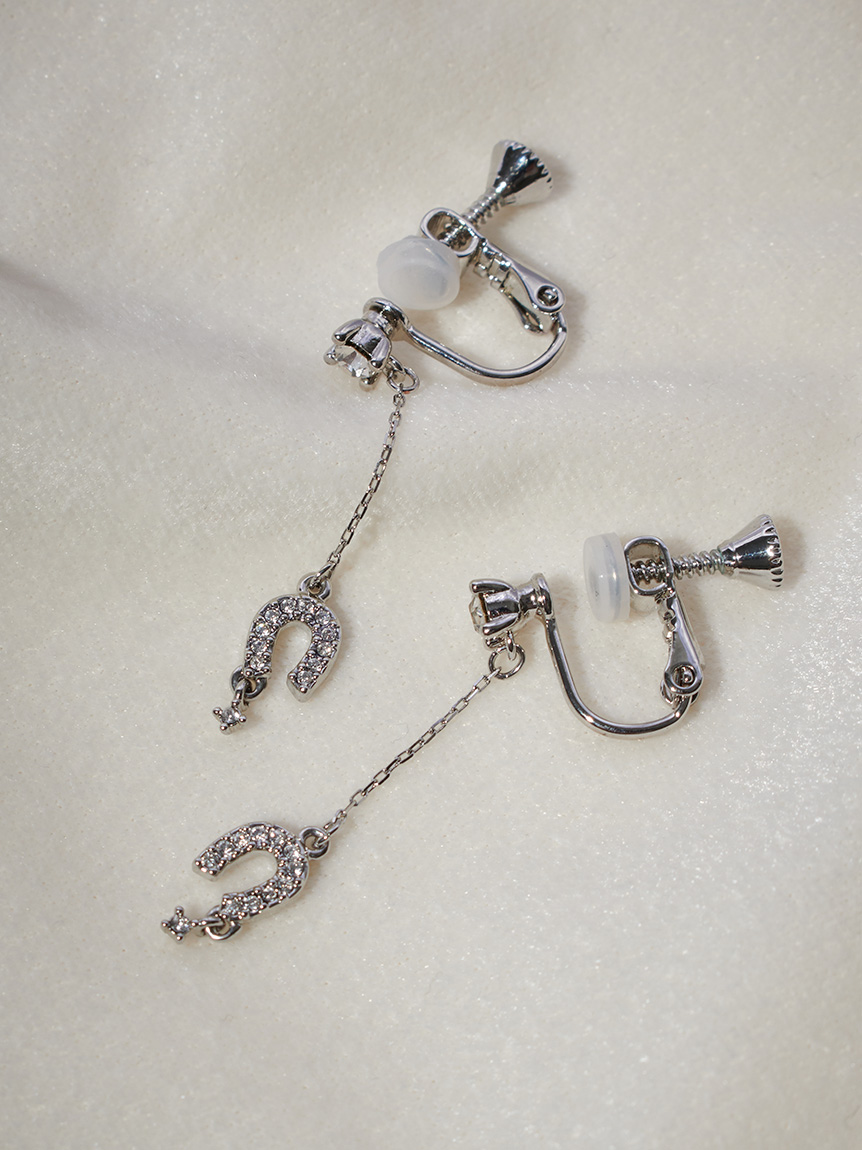 ラッキーホースシュービジューイヤリング(ピアス・イヤリング